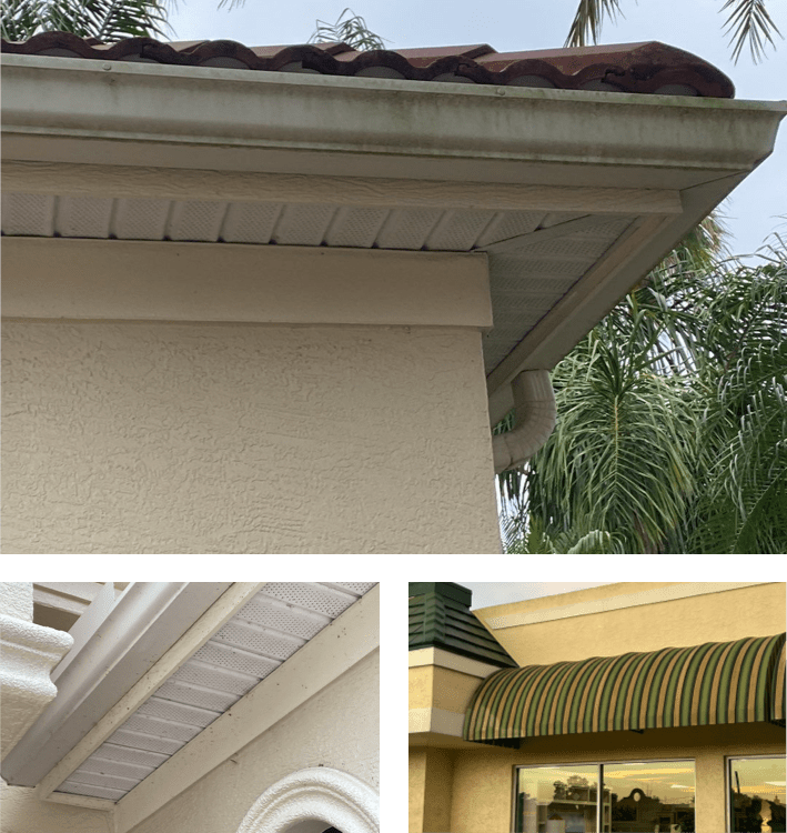 img collage Gutters, Soffits Awnings